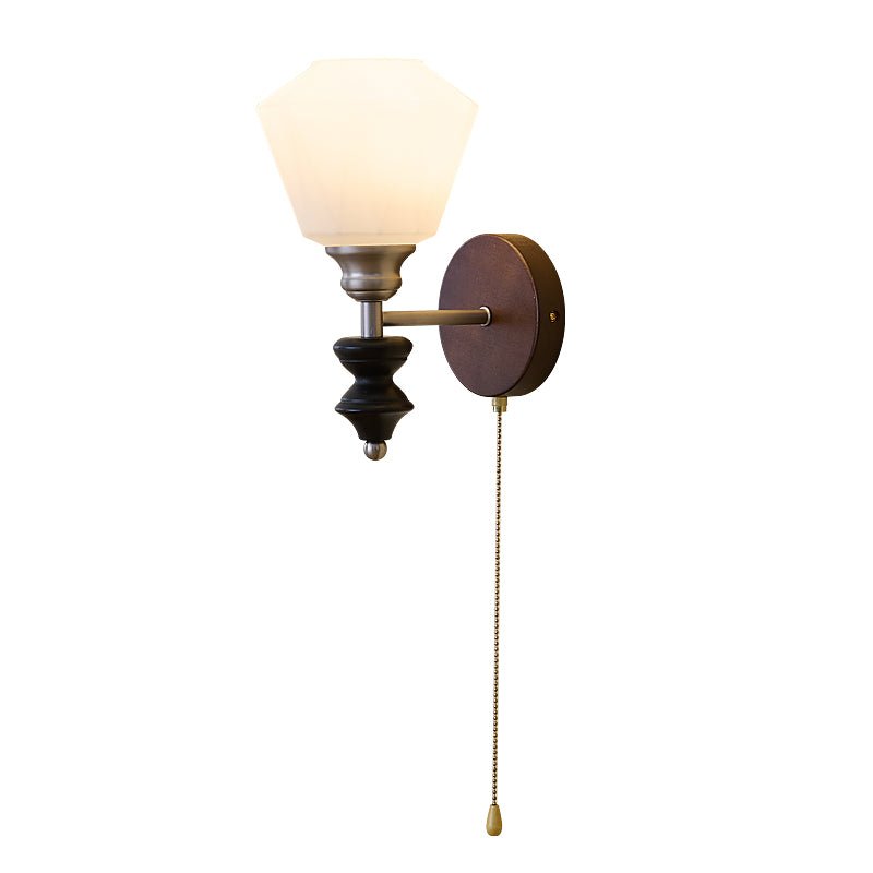 Lucille elegant klassisk kunstnerisk væglampe i glas og træ