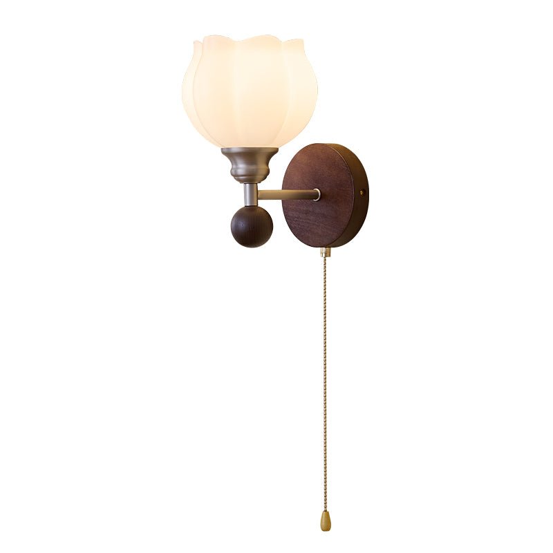 Lucille elegant klassisk kunstnerisk væglampe i glas og træ