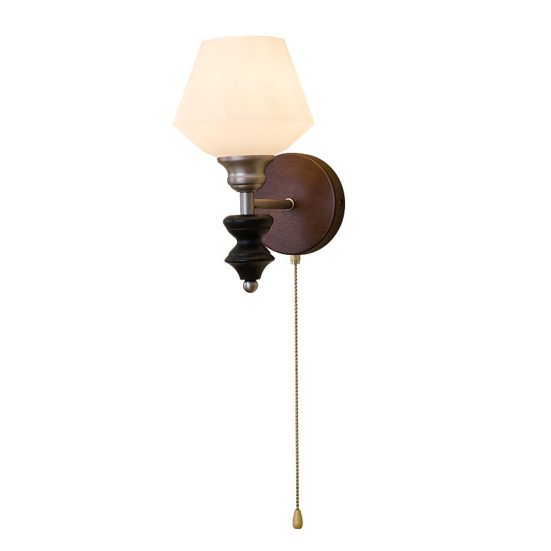 Lucille elegant klassisk kunstnerisk væglampe i glas og træ