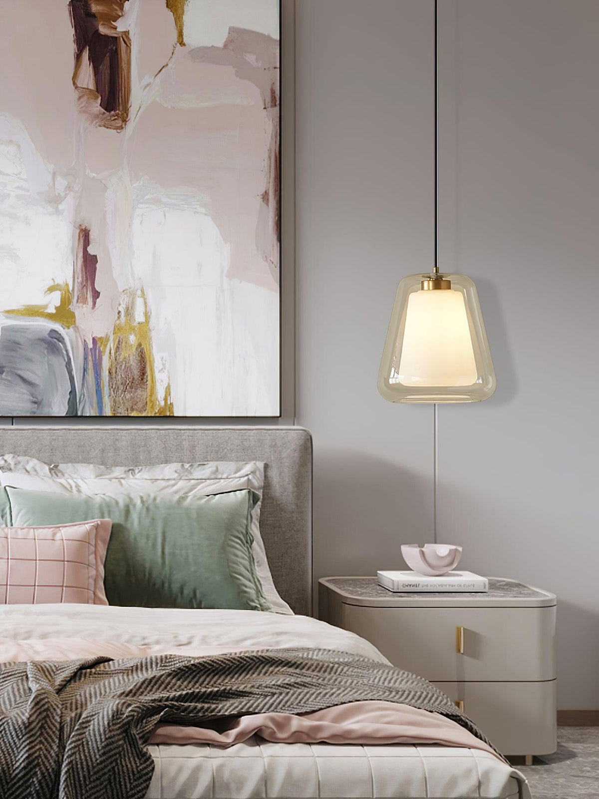 Ate moderne pendellampe i guld