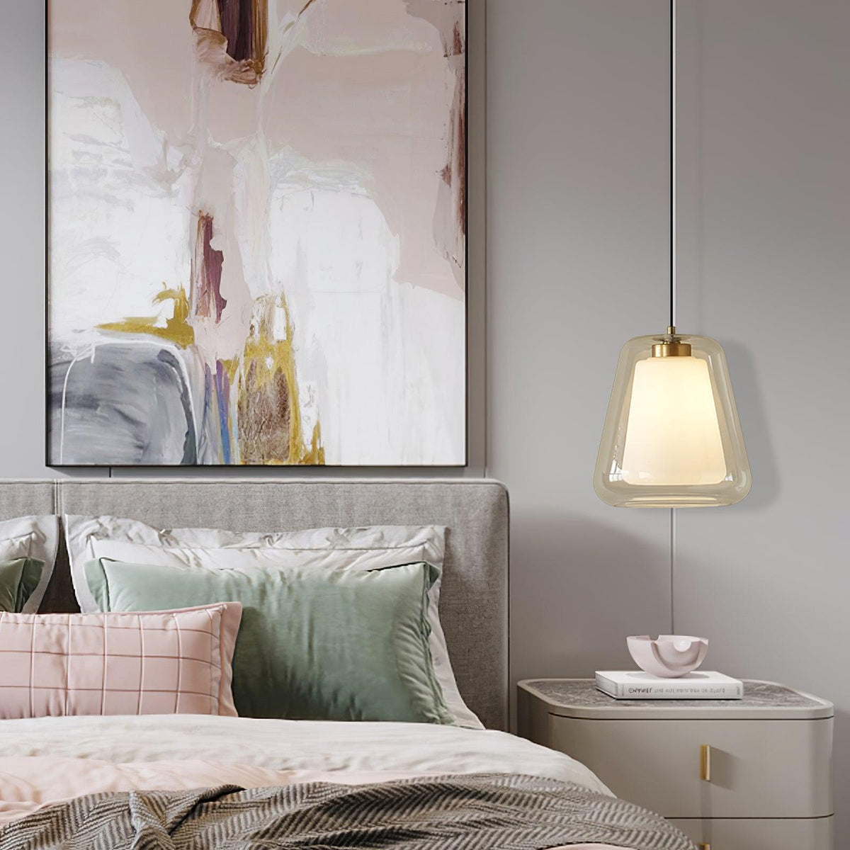 Ate moderne pendellampe i guld