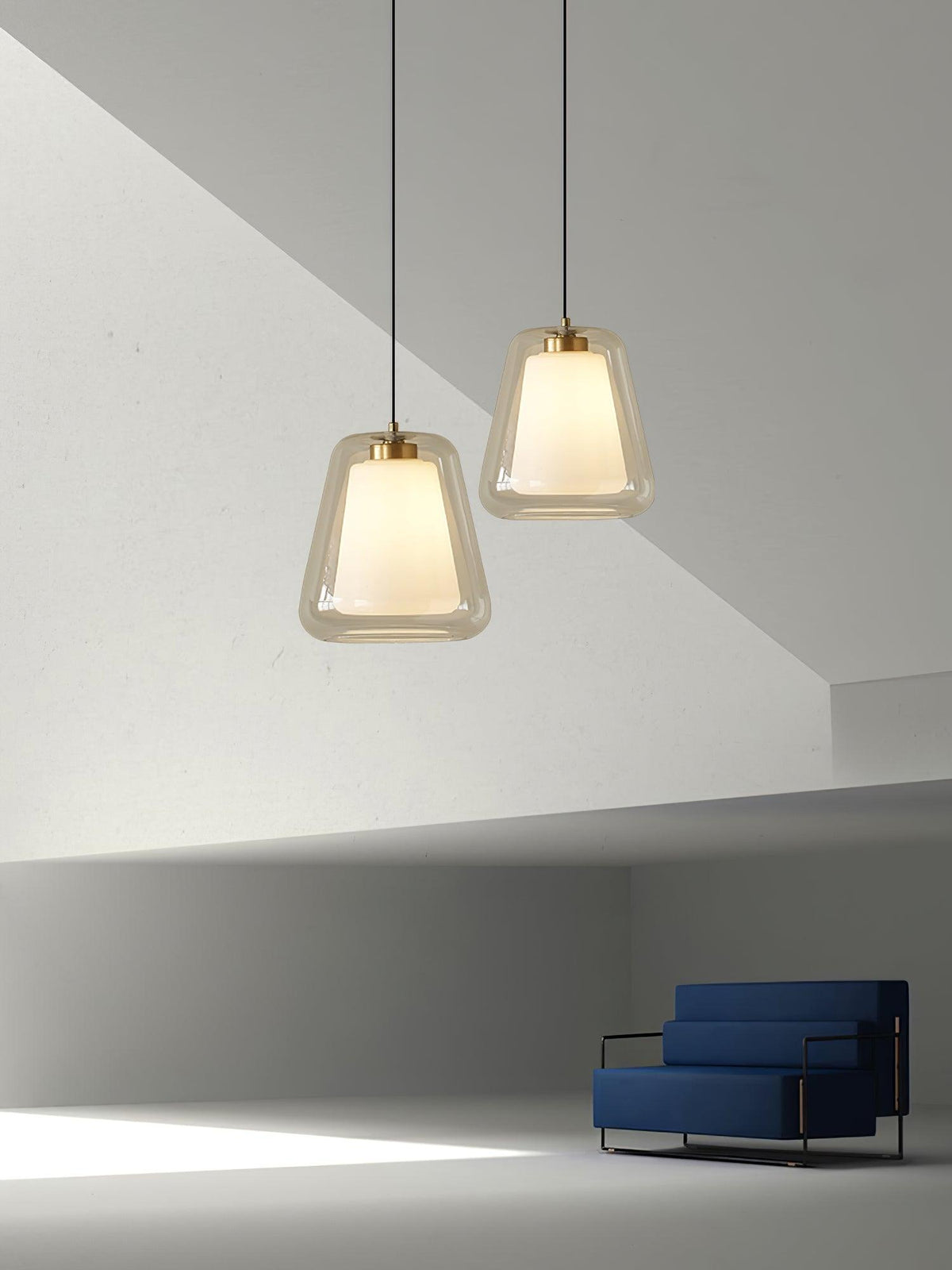 Ate moderne pendellampe i guld