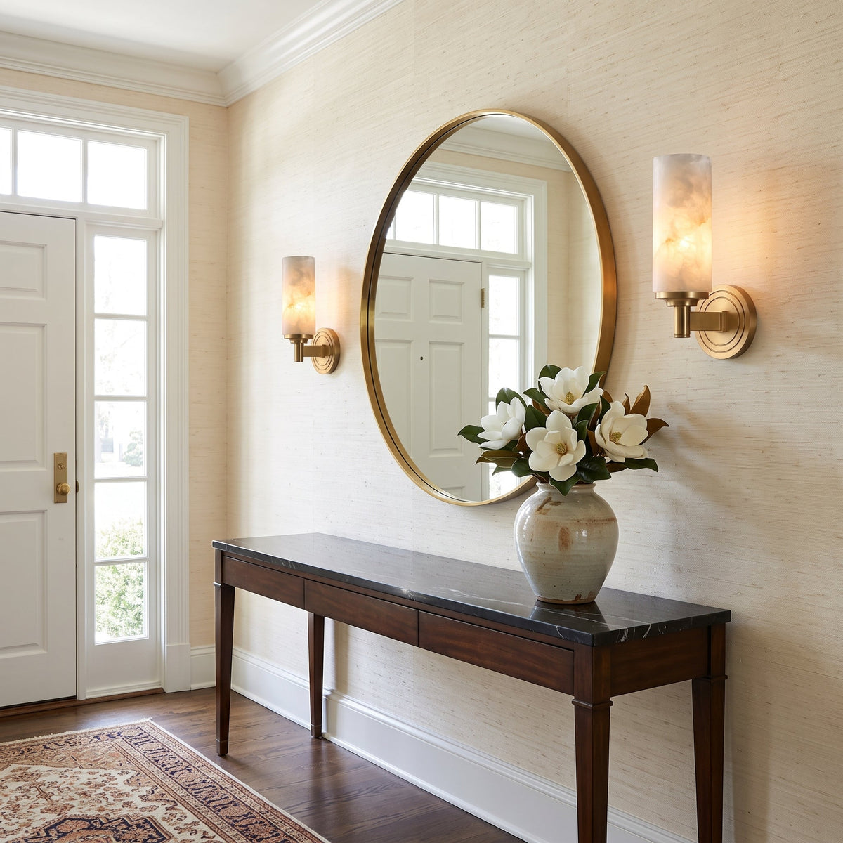 Navenford cylindrisk vägglampa i alabaster