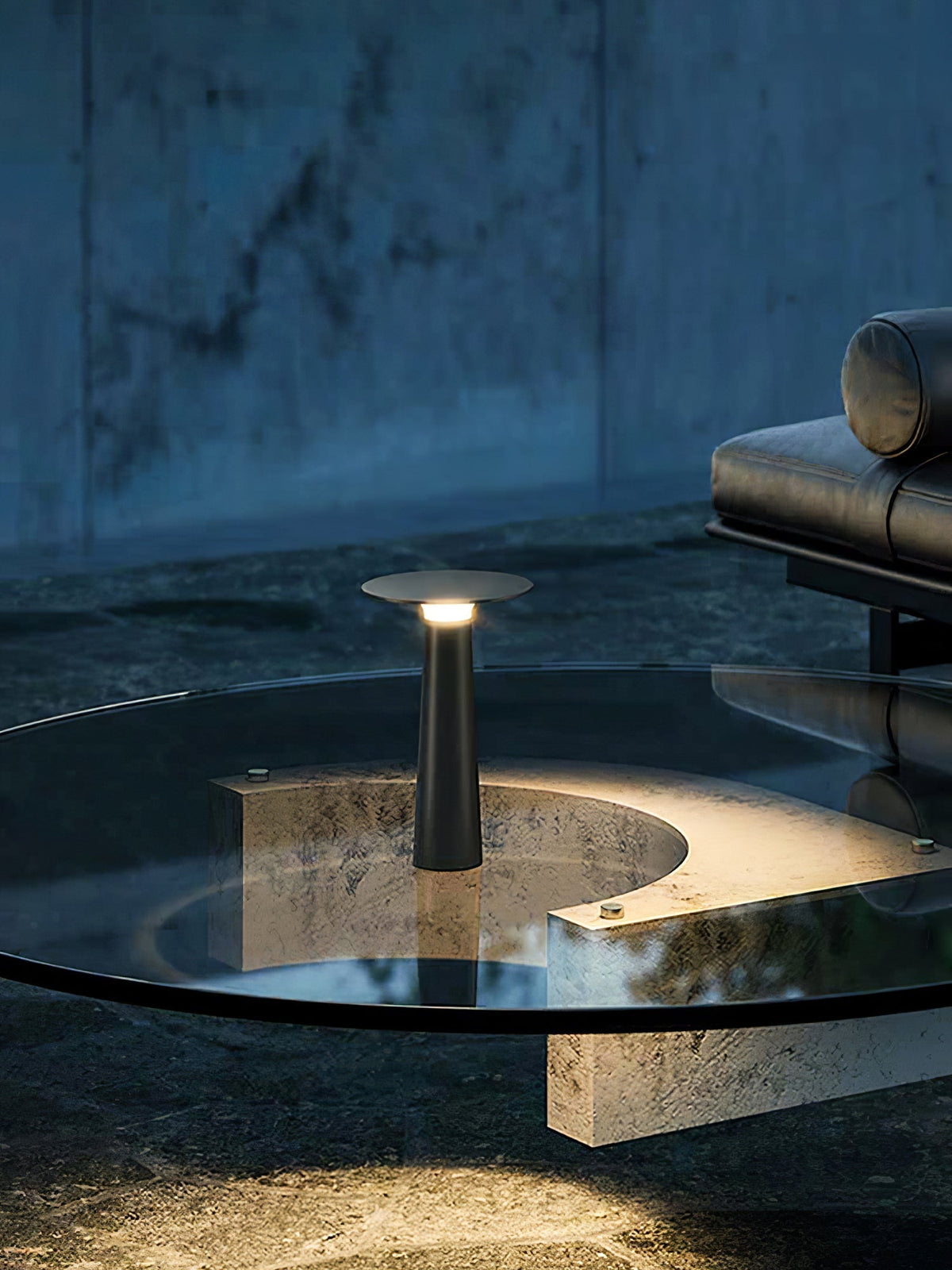 Gwil diskformet udendørs bordlampe