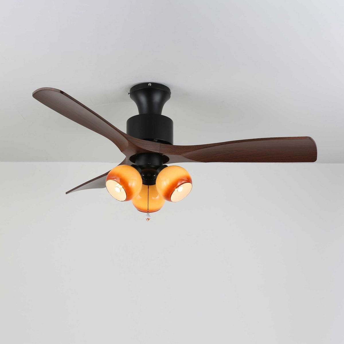 Gwen vintage-loftsventilator med glas og lys