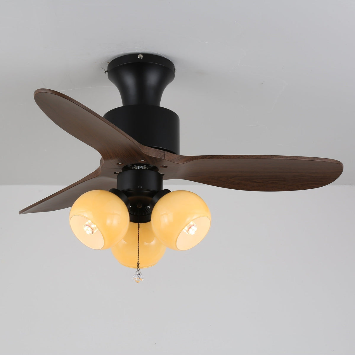 Gwen vintage-loftsventilator med glas og lys