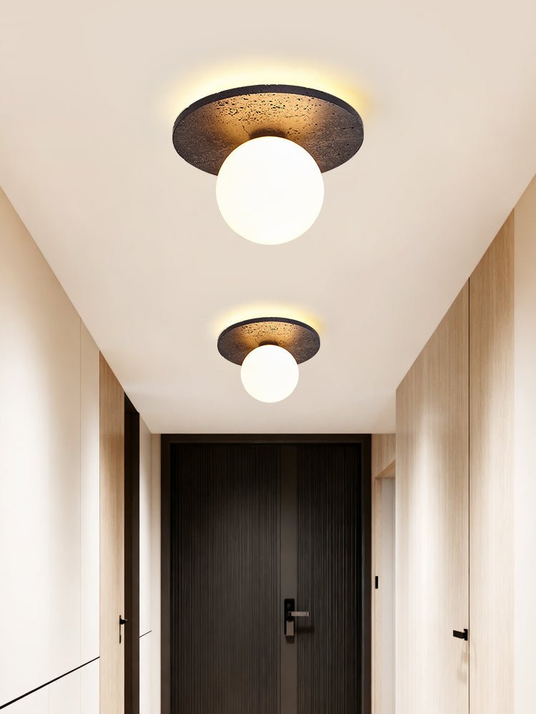 Otto globe-loftlampe i sort travertin