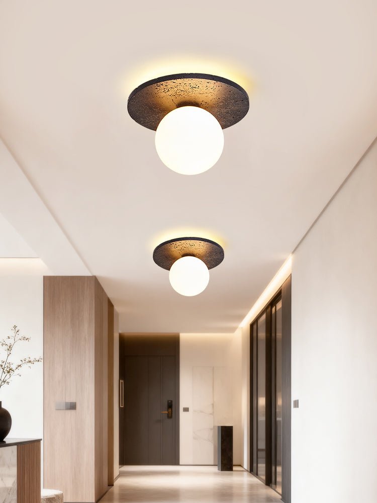 Otto globe-loftlampe i sort travertin