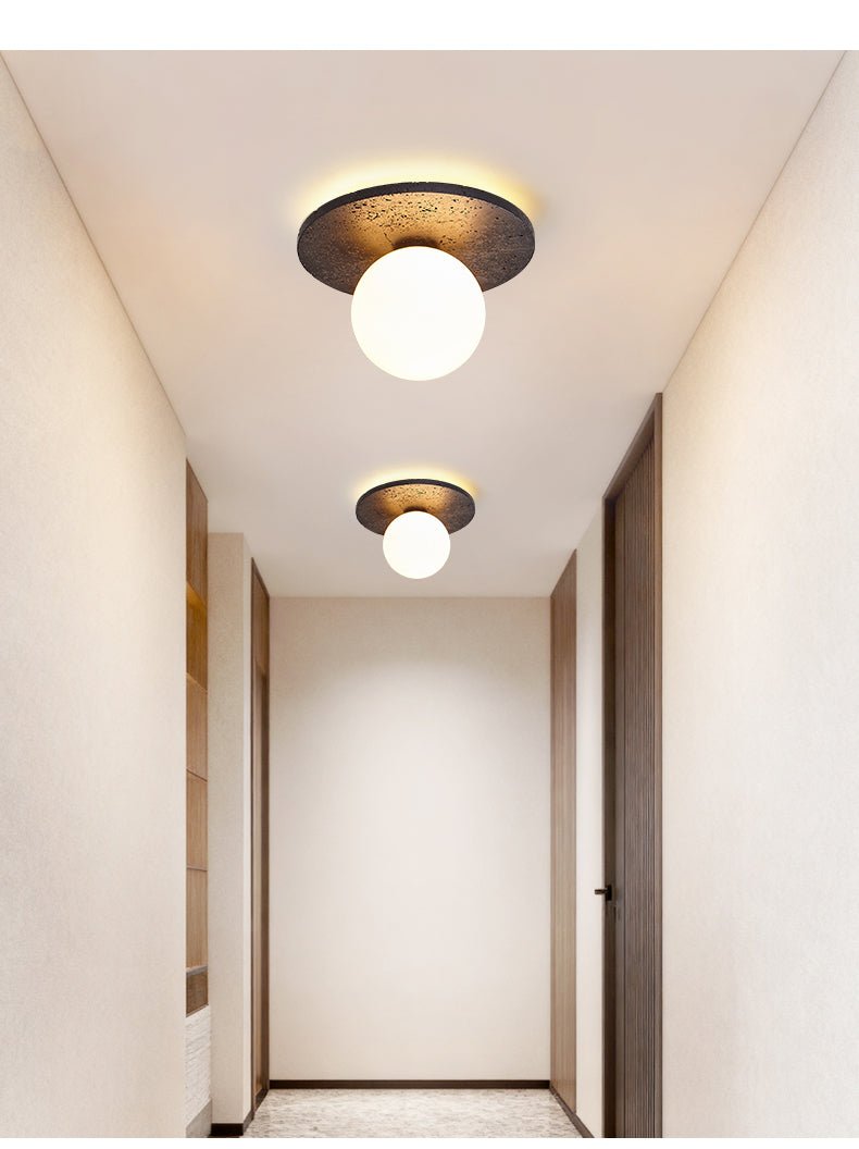 Otto globe-loftlampe i sort travertin