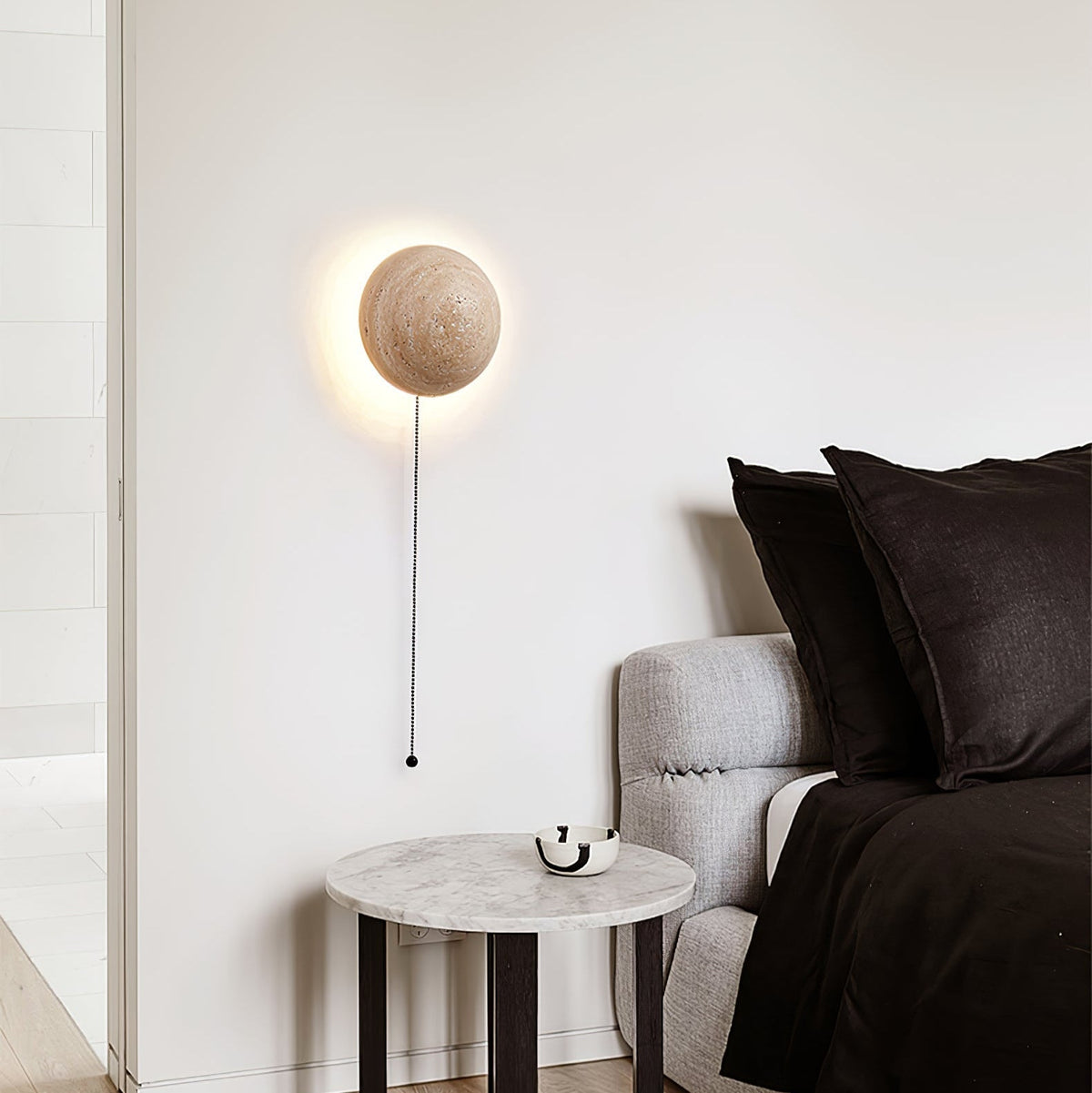 Vexael minimalistisk vägglampa i travertin