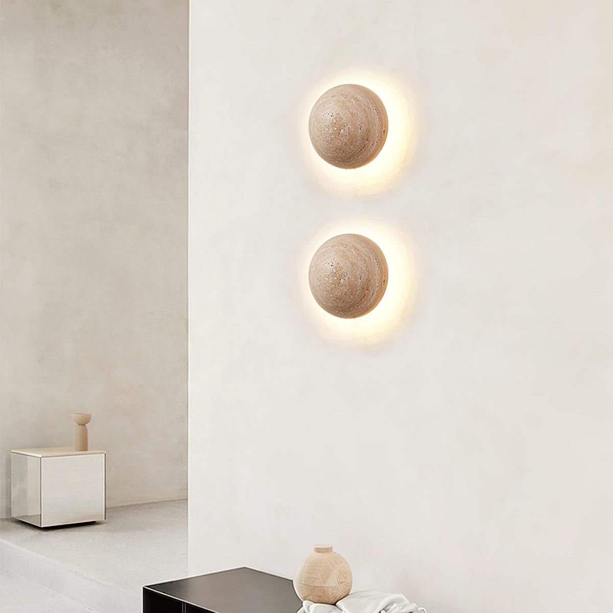 Vexael minimalistisk vägglampa i travertin