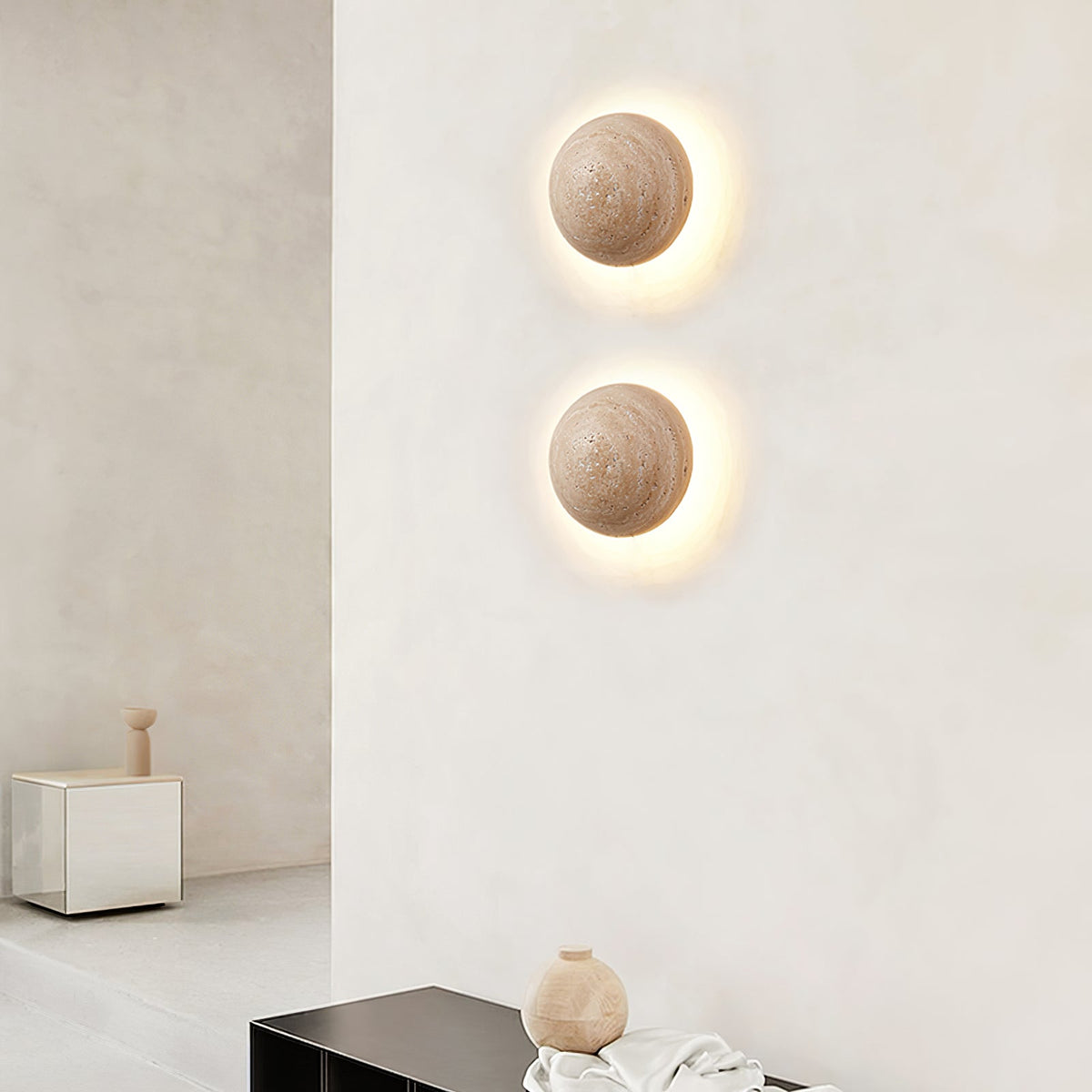 Vexael minimalistisk vägglampa i travertin