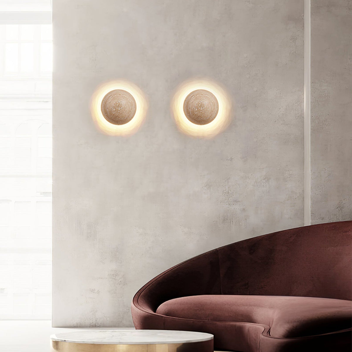Vexael minimalistisk vägglampa i travertin