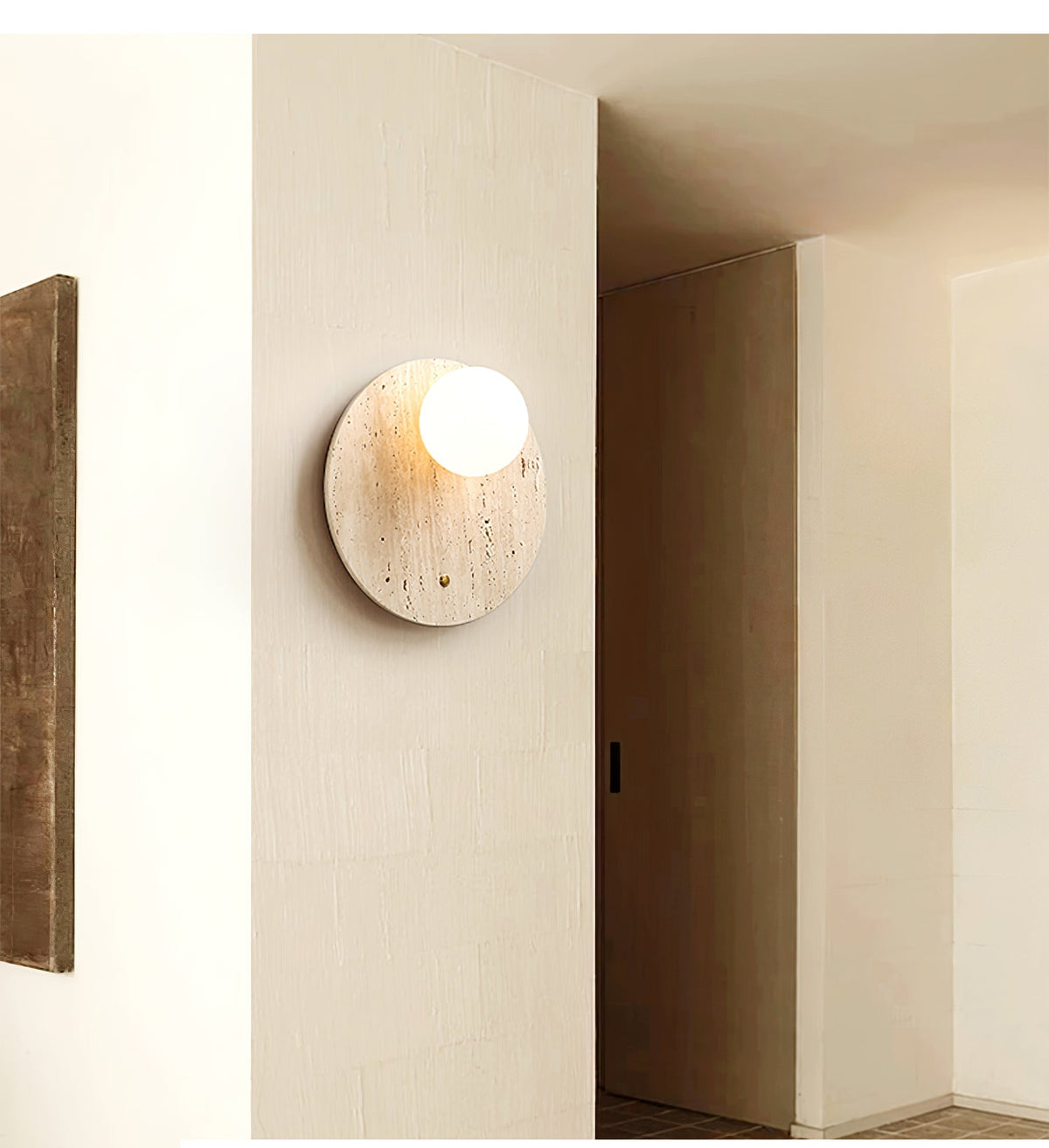 Aurevon minimalistisk vägglampa i travertin