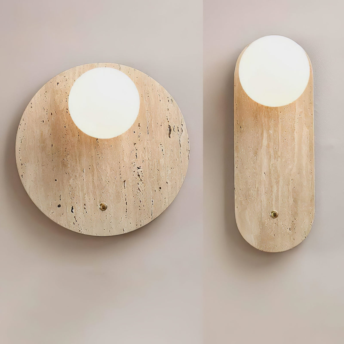 Candeeiro de parede Aurevon minimalista em travertino