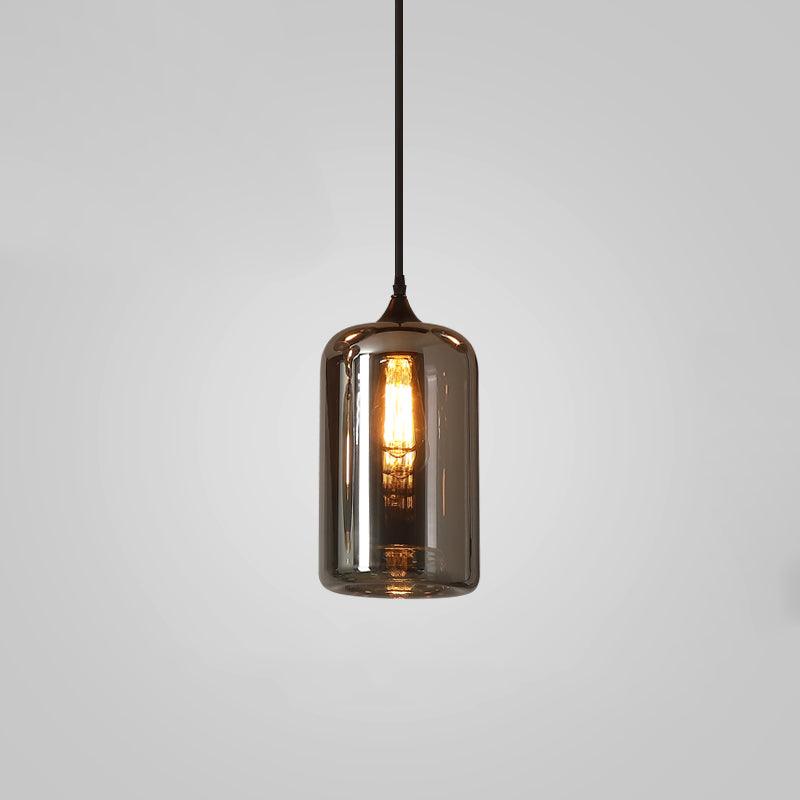 June minimalistisk flaskformad pendellampa i rökgrått glas