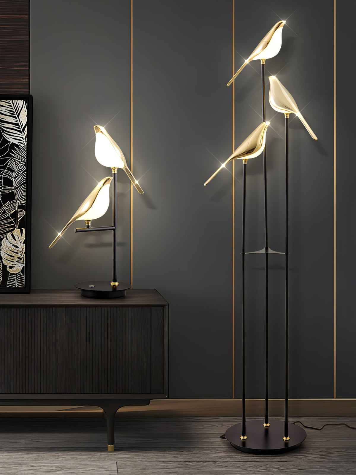 Vont golvlampa i mässing i art déco-stil