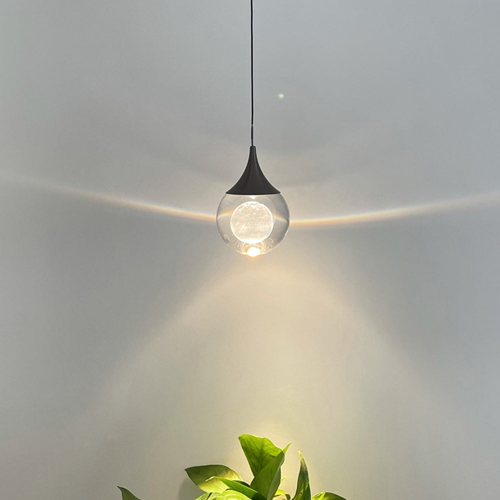 Candeeiro suspenso minimalista Aria, em metal com forma de lua, preto