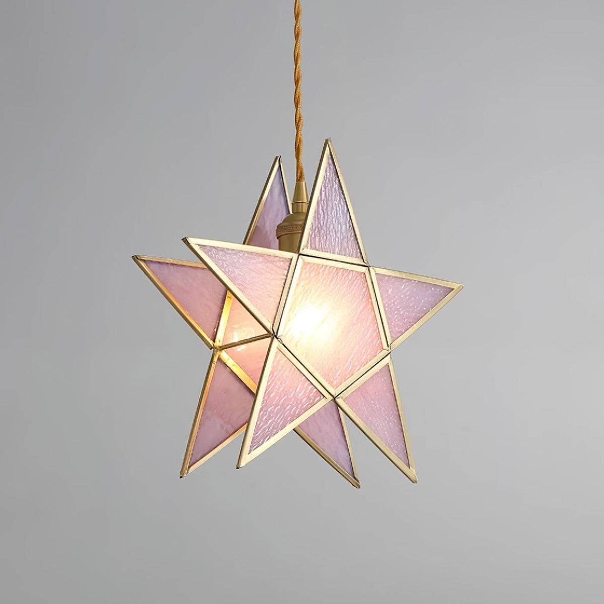 Lione-pendellampe i pinkfarvet glas