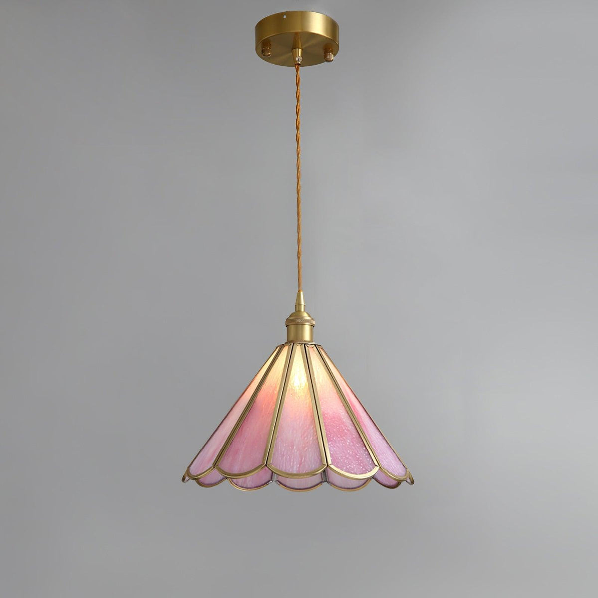 Lione-pendellampe i pinkfarvet glas