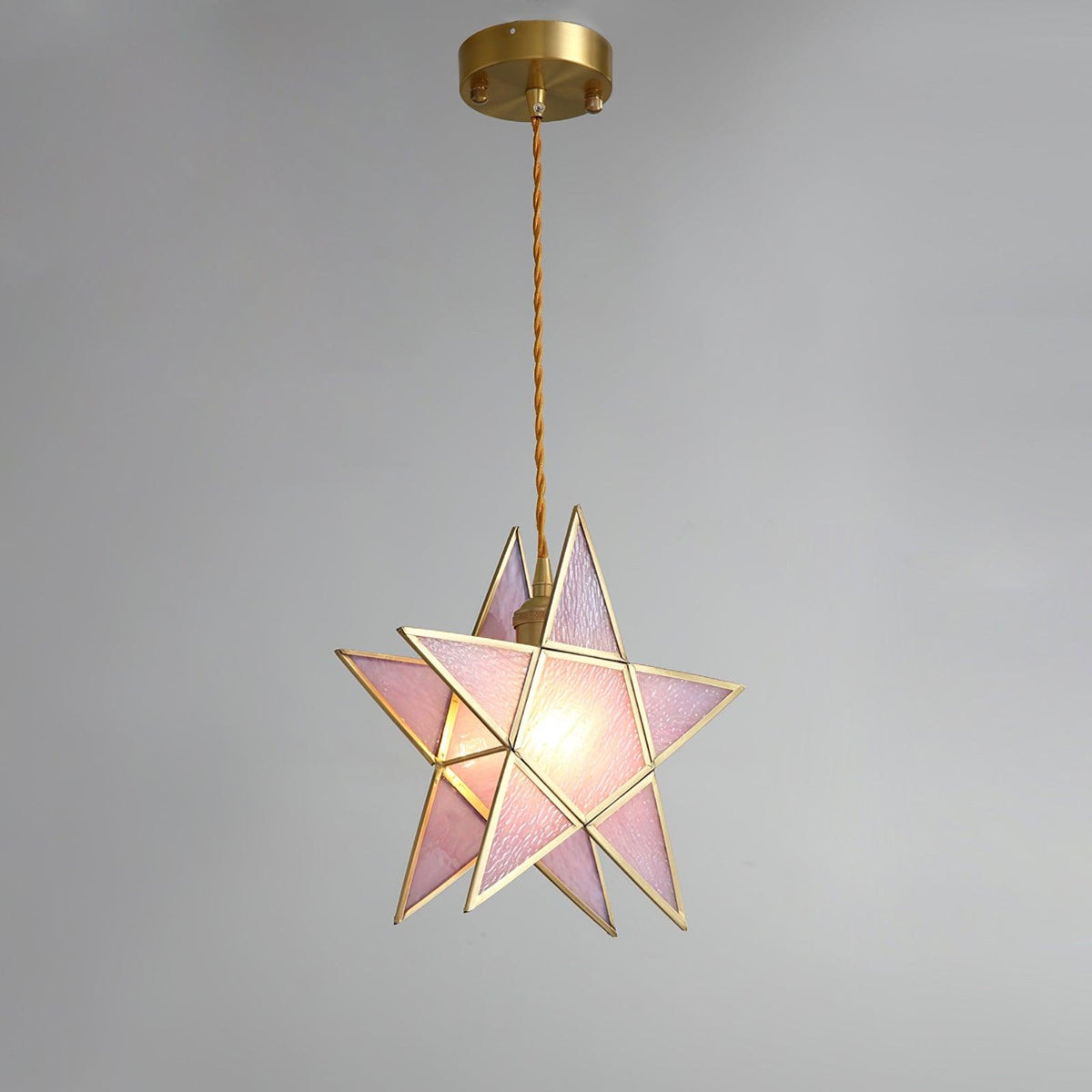 Lione-pendellampe i pinkfarvet glas