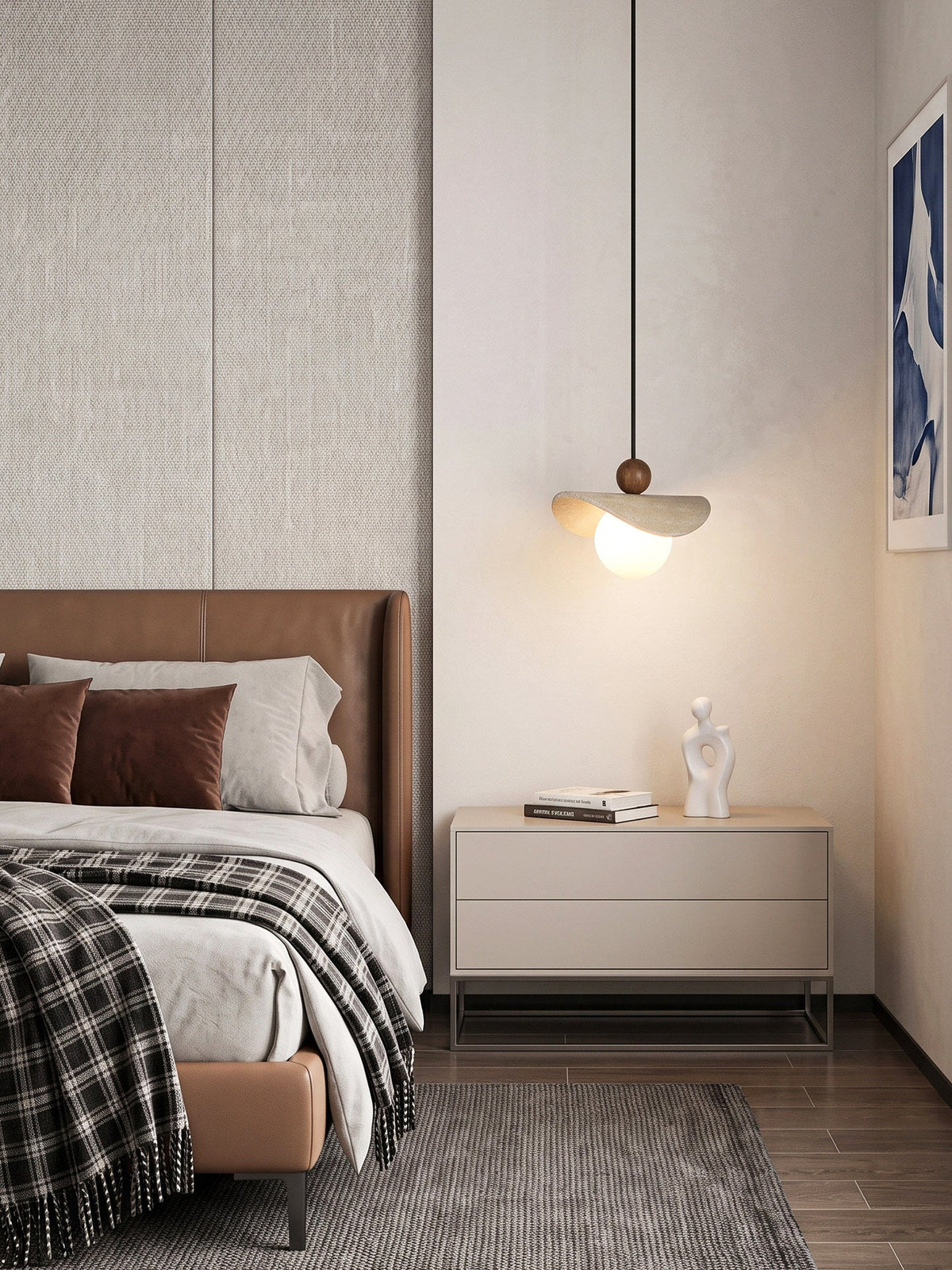 Jorwick pendel-lampe med travertinperler