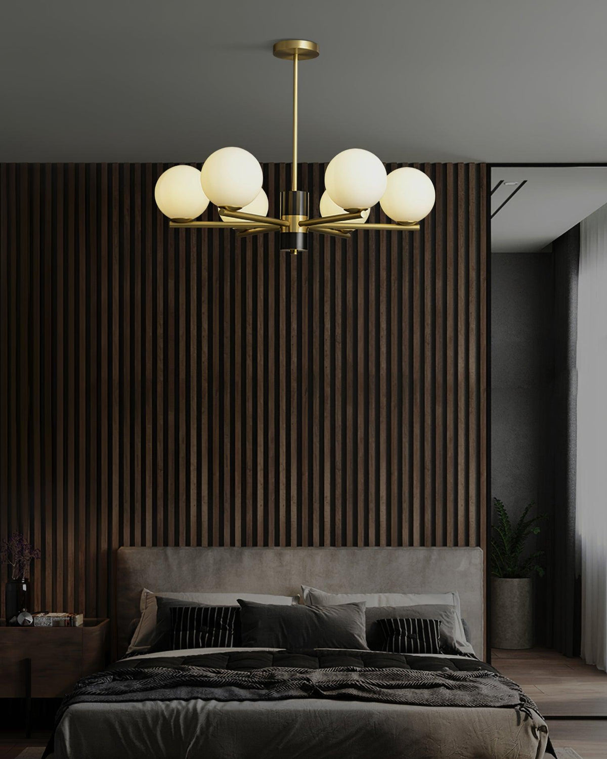 Covynel messinglysekrone i mid-century-stil