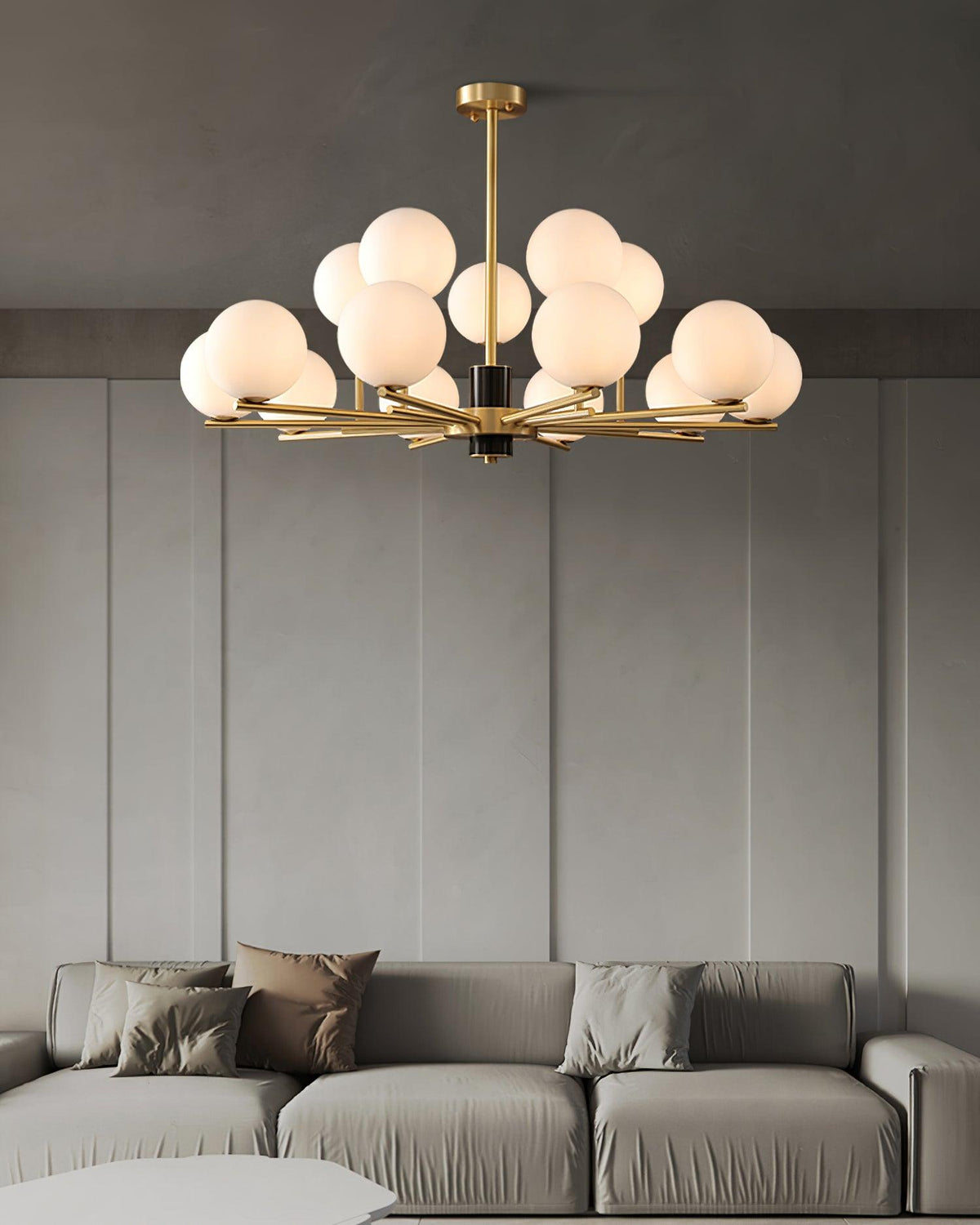 Covynel messinglysekrone i mid-century-stil