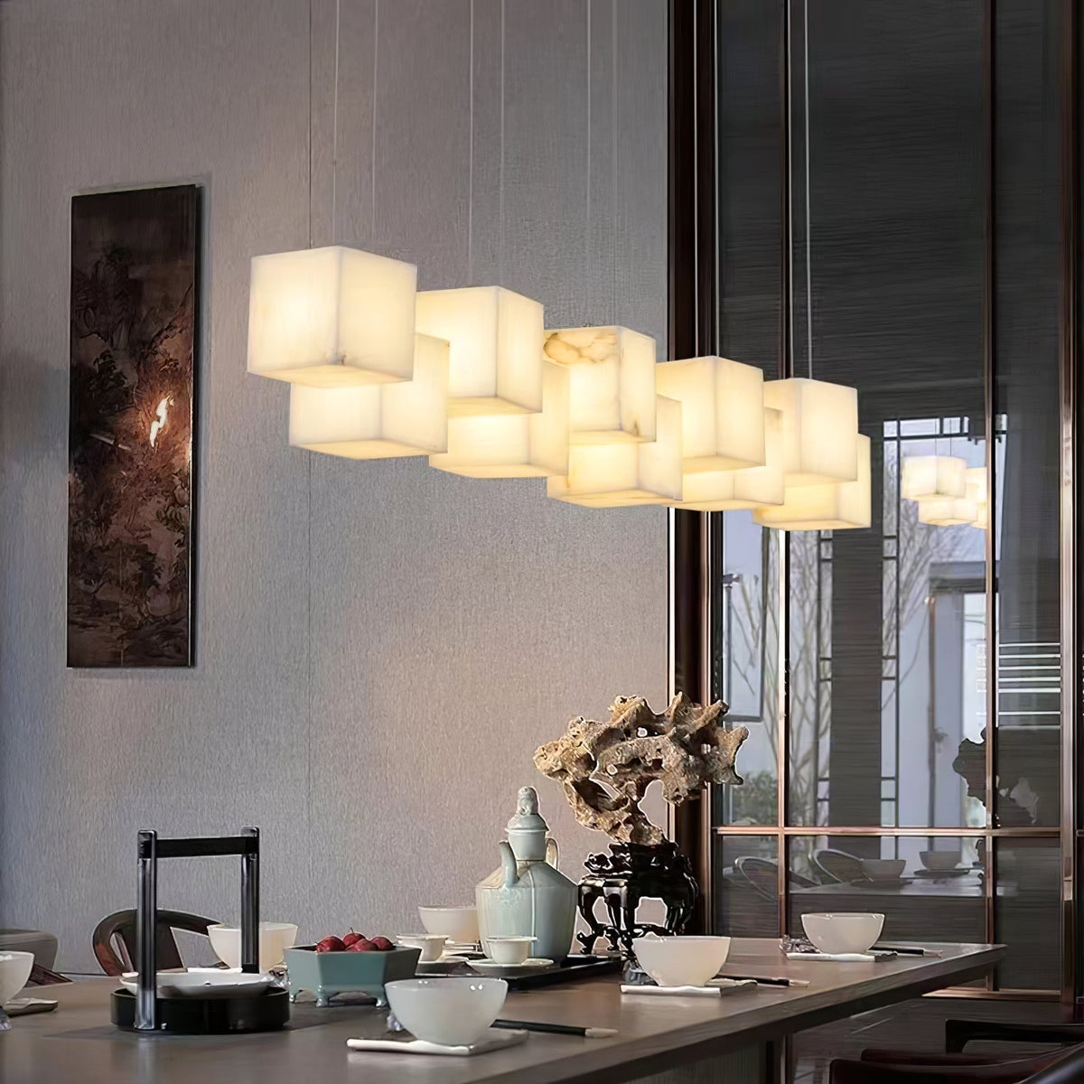 Alabasterikattokruunu, kuutiomainen laatikkomainen eleganssi