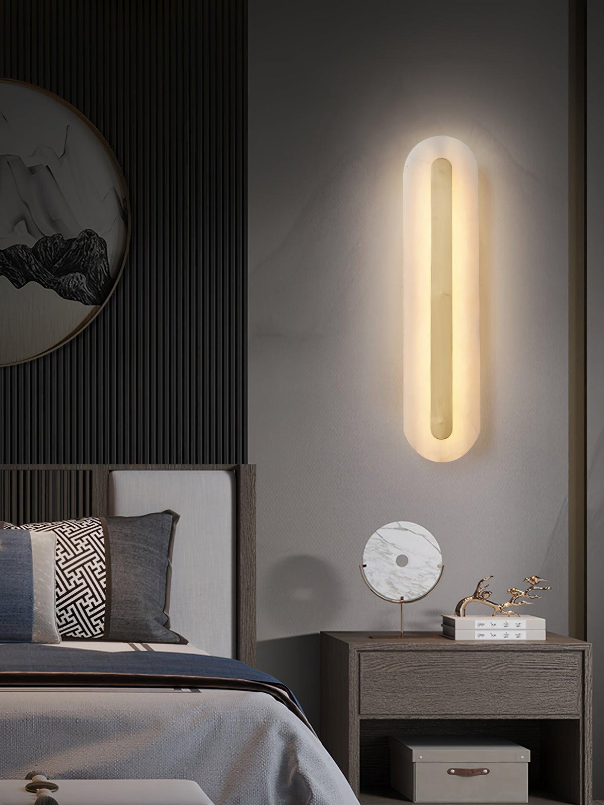 Selvia minimalistisk vägglampa i alabaster