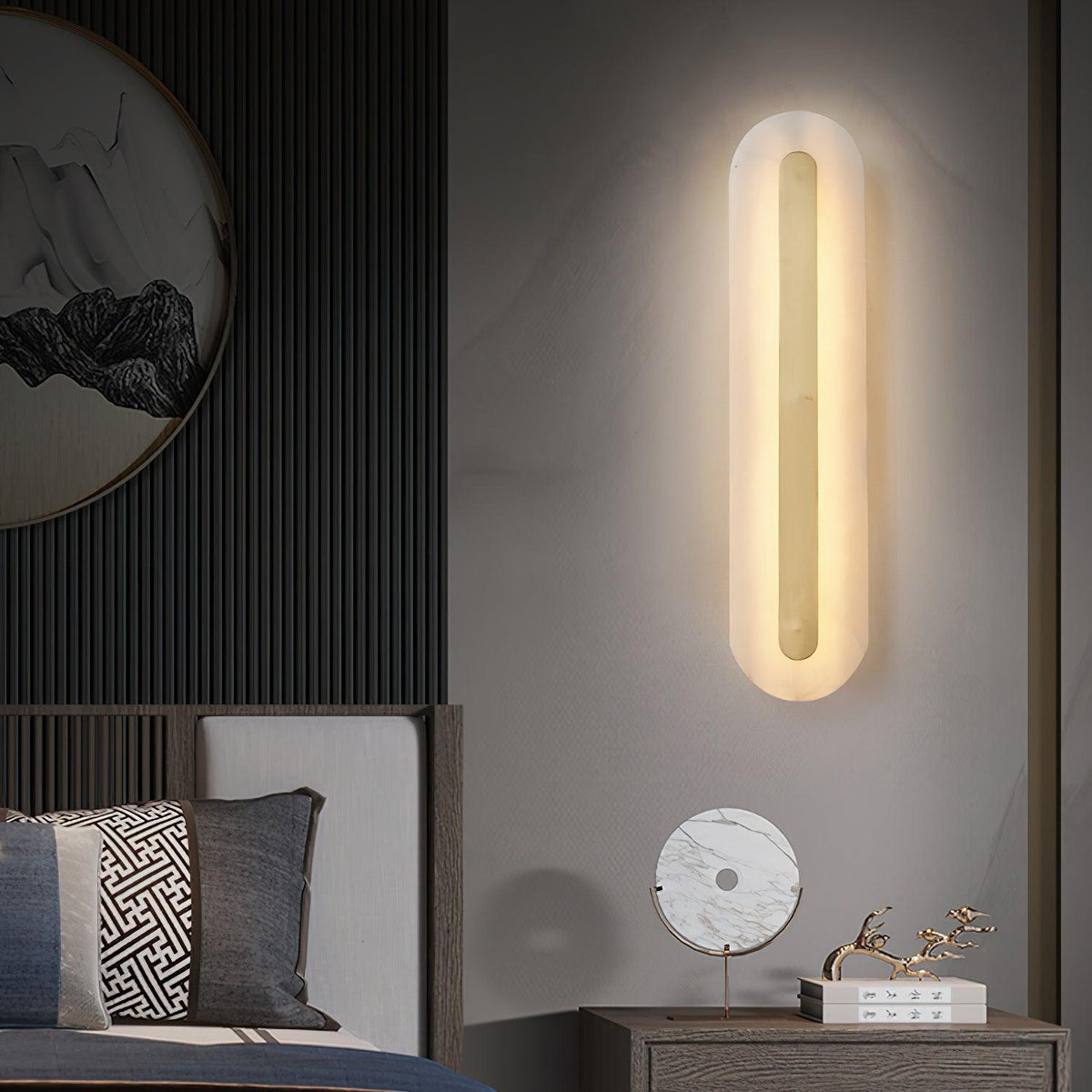 Selvia minimalistisk vägglampa i alabaster