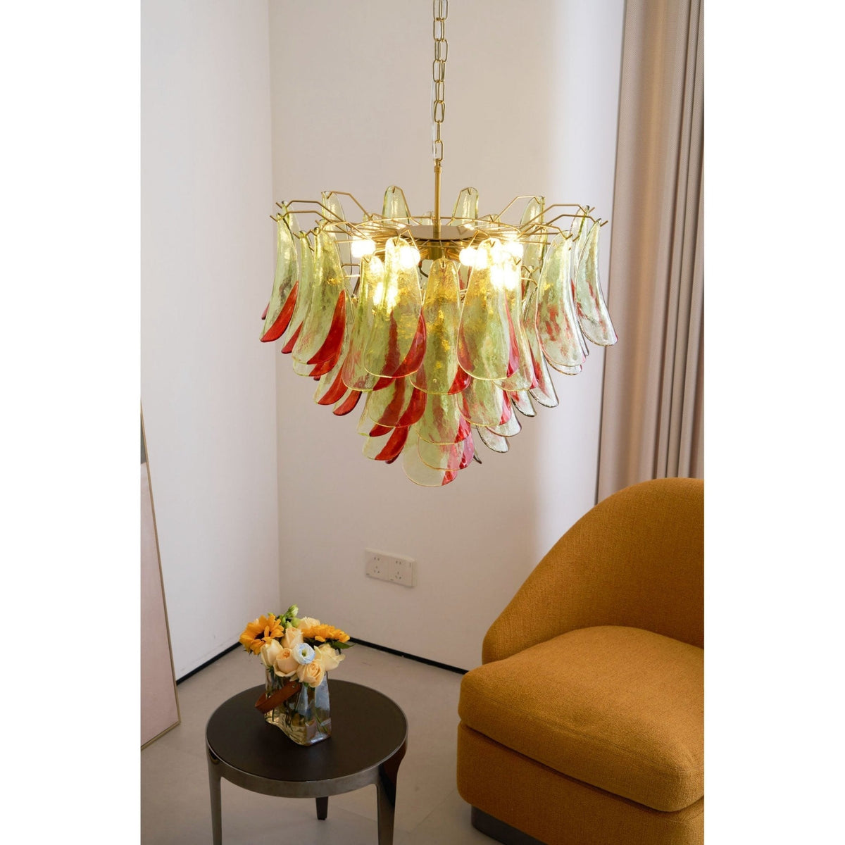Candelabro elegante de pétalas em vidro de Murano Celoraria