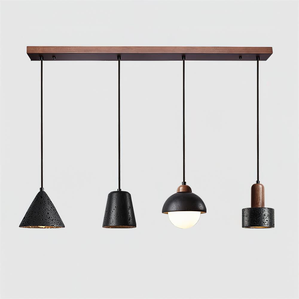 Conjunto de candeeiros suspensos Valoelia Travertino preto