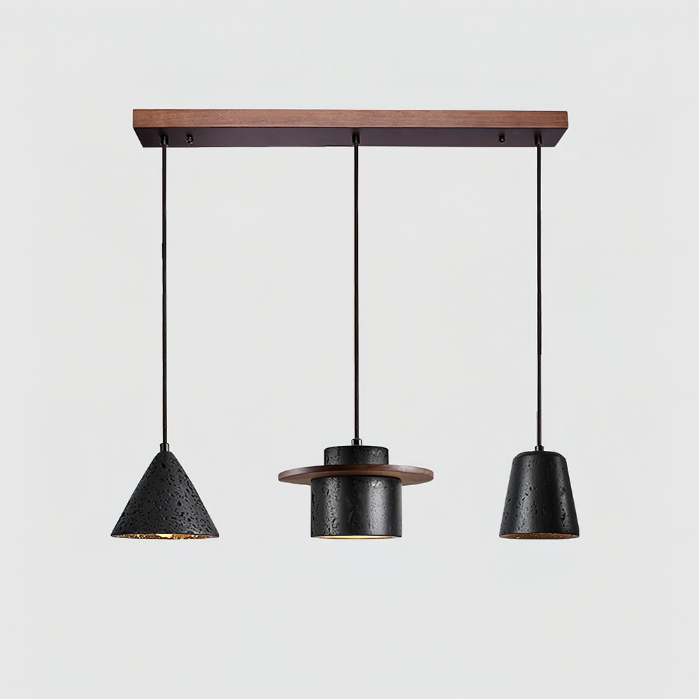 Conjunto de candeeiros suspensos Valoelia Travertino preto