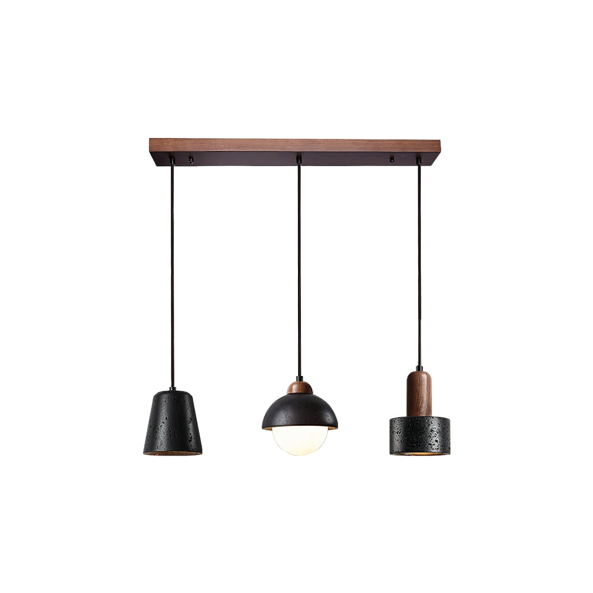Conjunto de candeeiros suspensos Valoelia Travertino preto