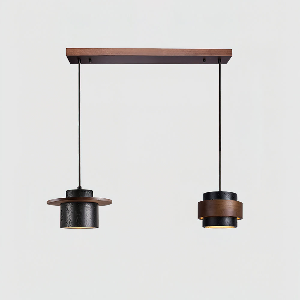 Conjunto de candeeiros suspensos Valoelia Travertino preto