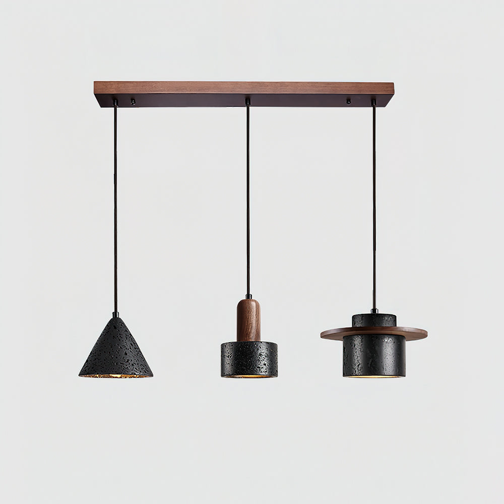 Conjunto de candeeiros suspensos Valoelia Travertino preto