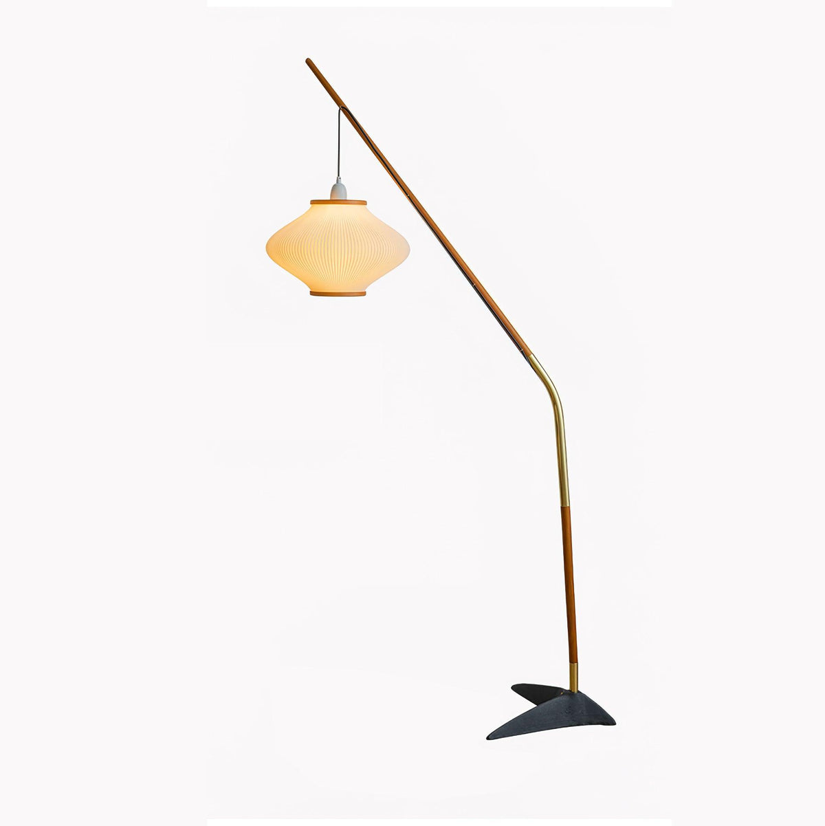 Candeeiro de pé em madeira e vidro de estilo Mid-Century Ervenil