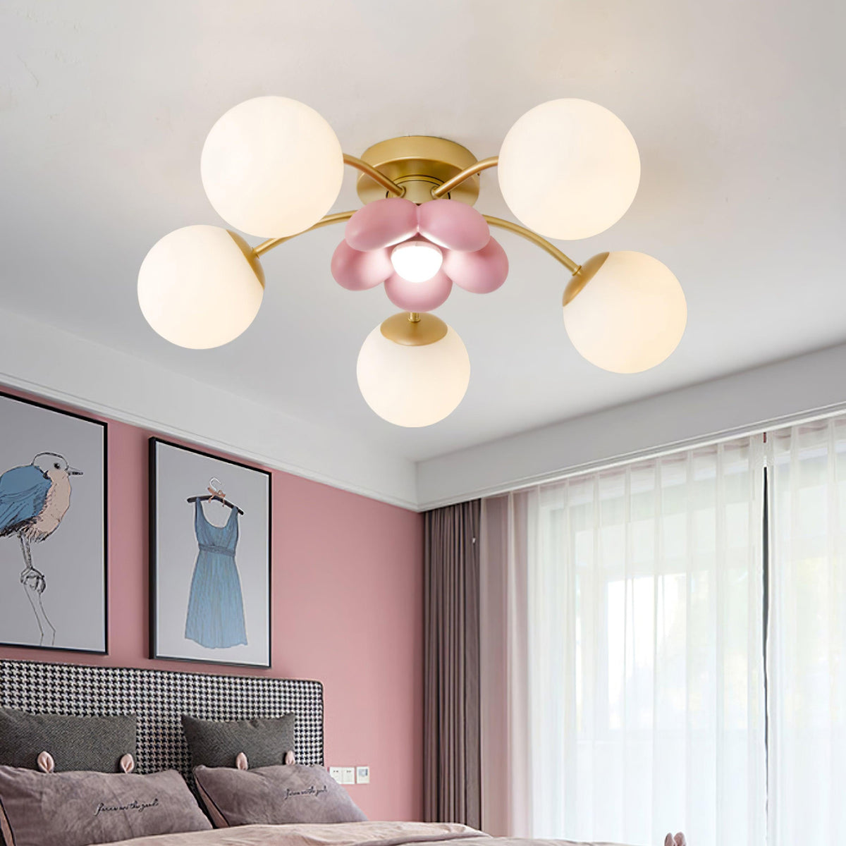 Candeeiro de teto com pétalas cor-de-rosa Nirox
