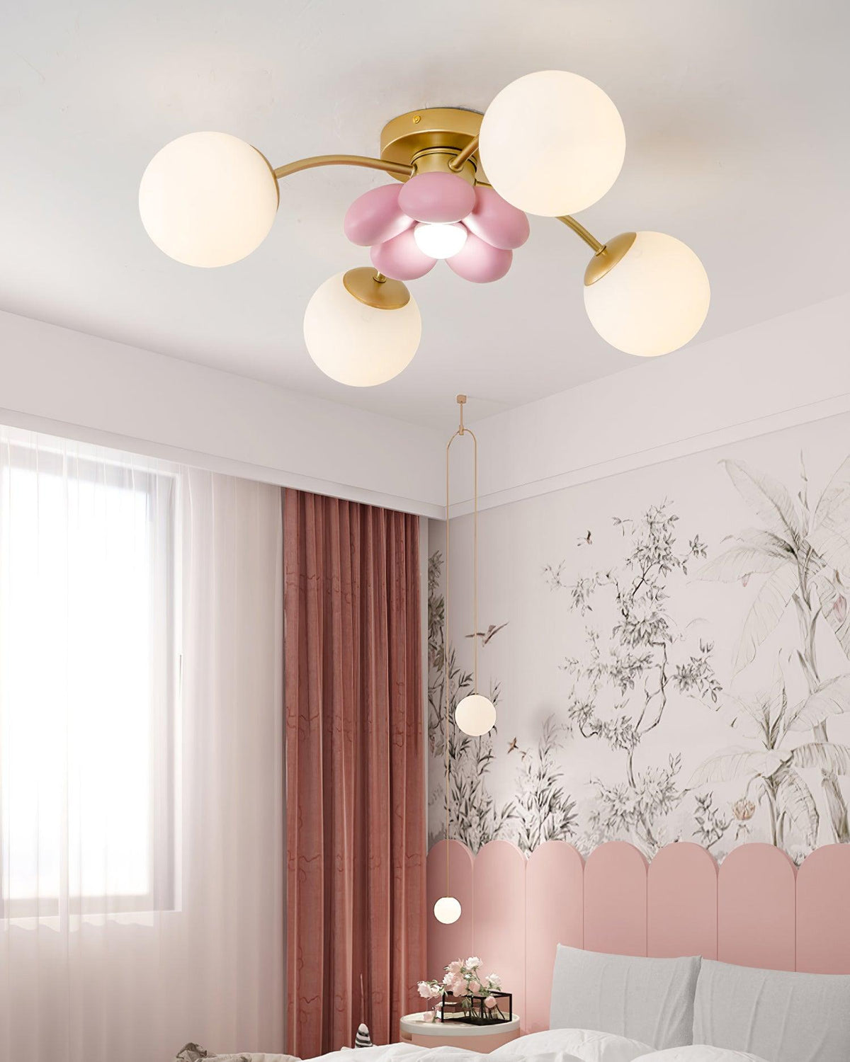 Candeeiro de teto com pétalas cor-de-rosa Nirox