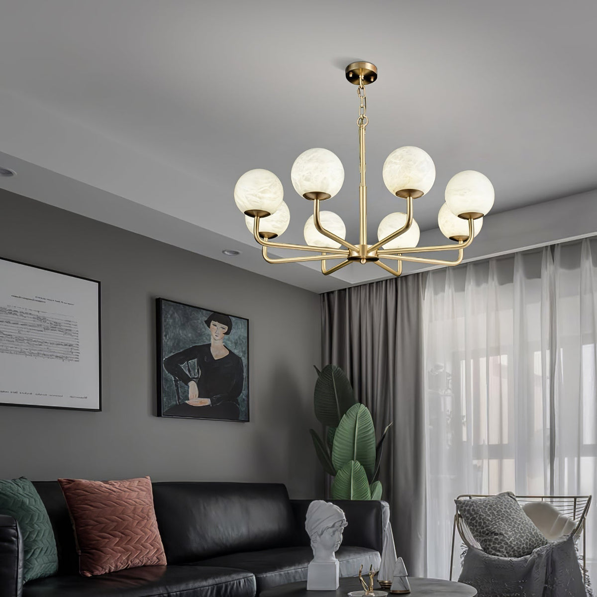 Candelabro Erich, elegância de globo de alabastro