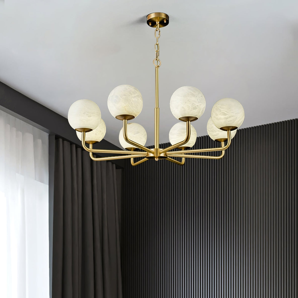 Candelabro Erich, elegância de globo de alabastro