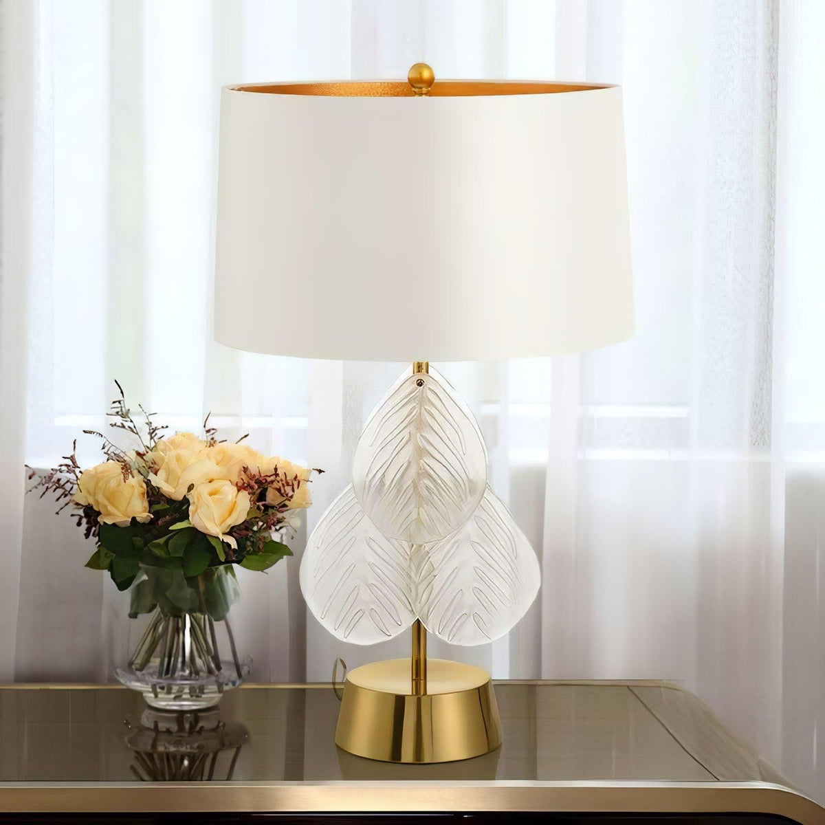 Candeeiro de mesa elegante em vidro Velivaine