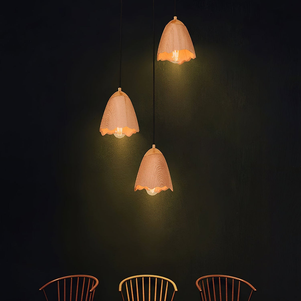 Candeeiro suspenso Sartin moderno minimalista em madeira, Bell