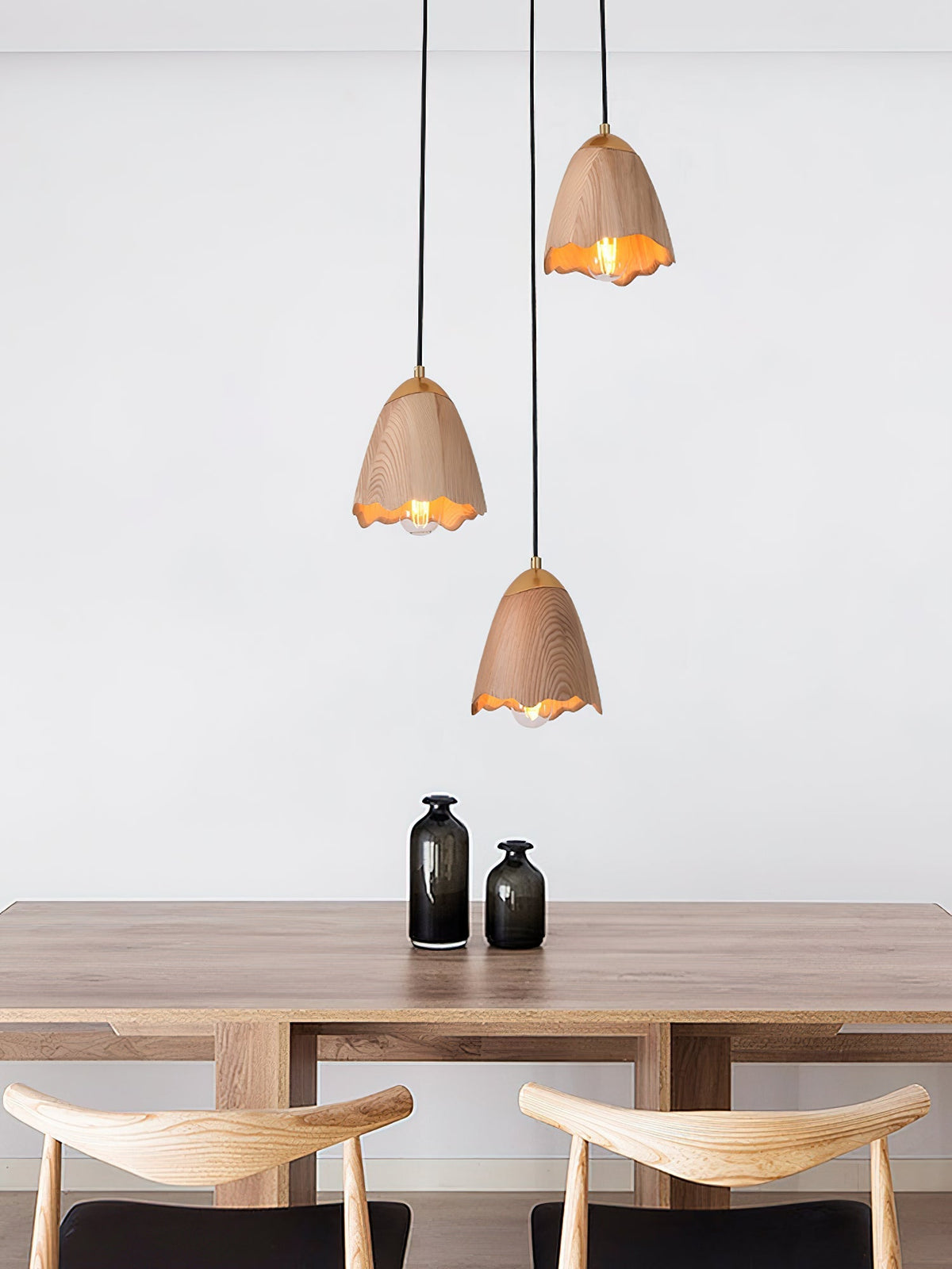 Candeeiro suspenso Sartin moderno minimalista em madeira, Bell
