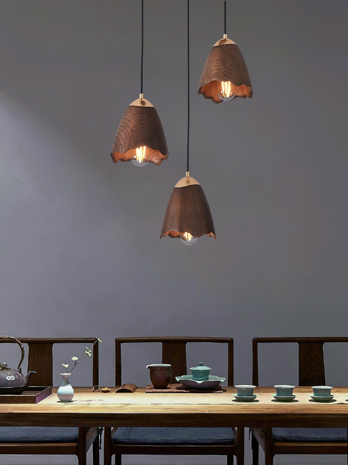 Candeeiro suspenso Sartin moderno minimalista em madeira, Bell