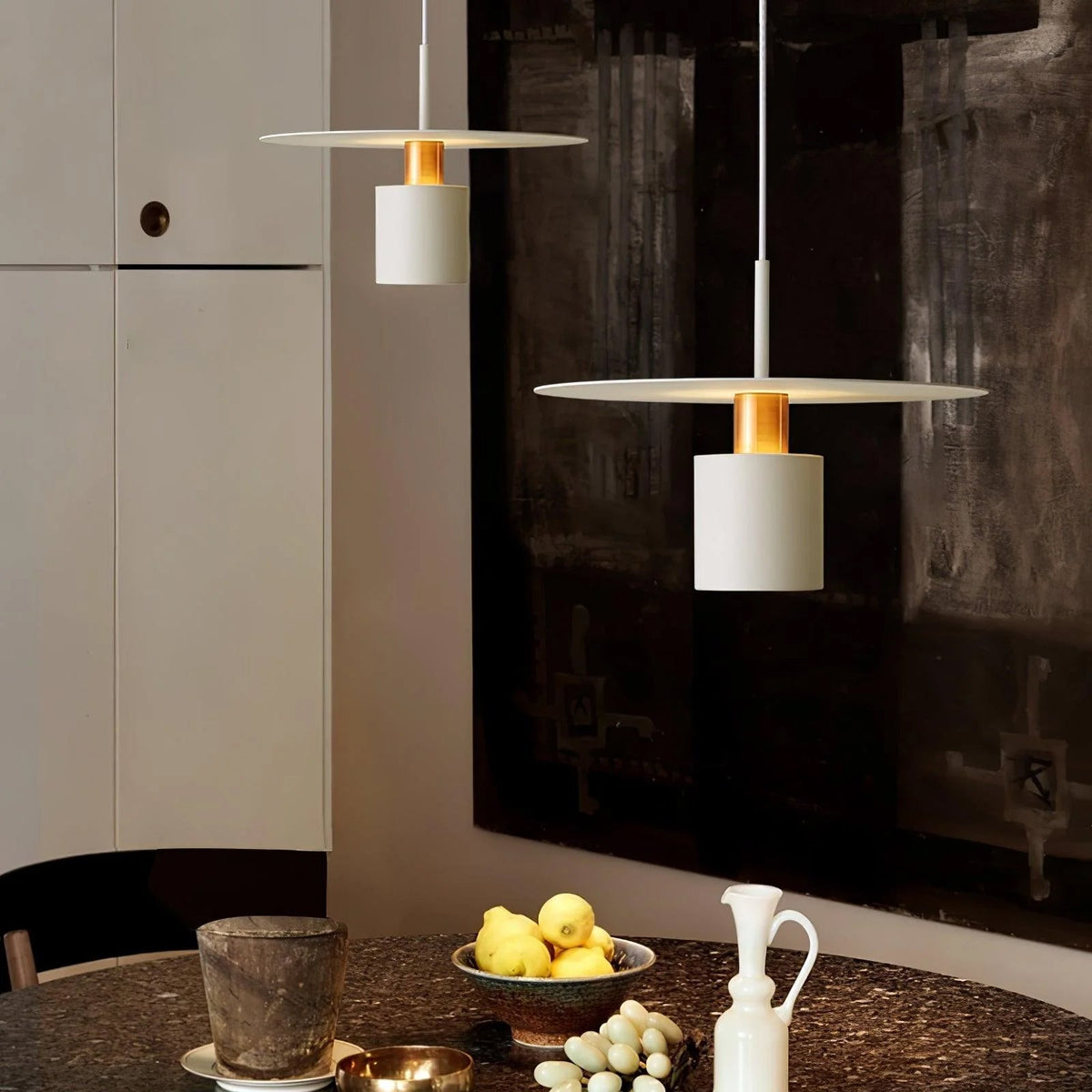 Candeeiro pendente Erixy, cilindro e disco, industrial