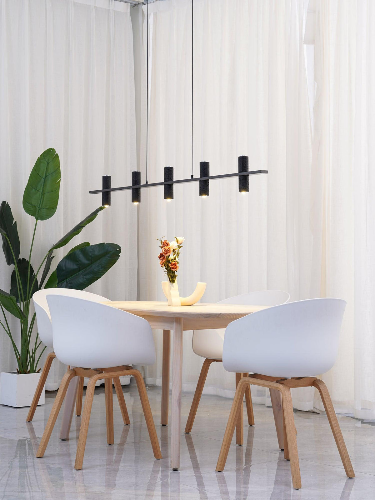 Nernis Pendant Lamp Parallel Black Travertine Minimalist Linear