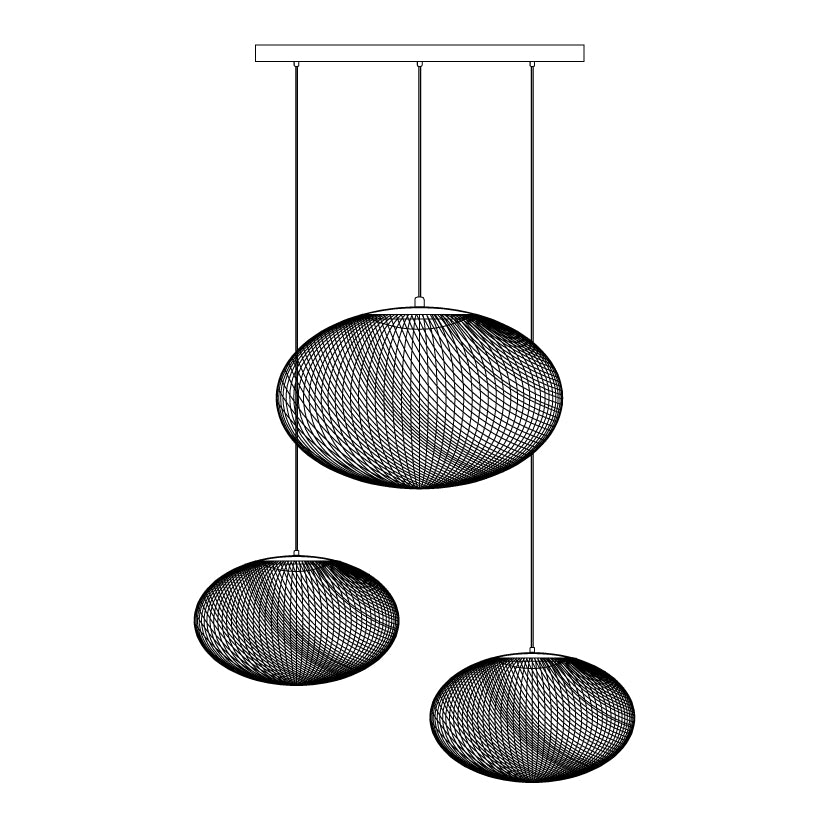 Orelenira pendellampe i sort metalnet