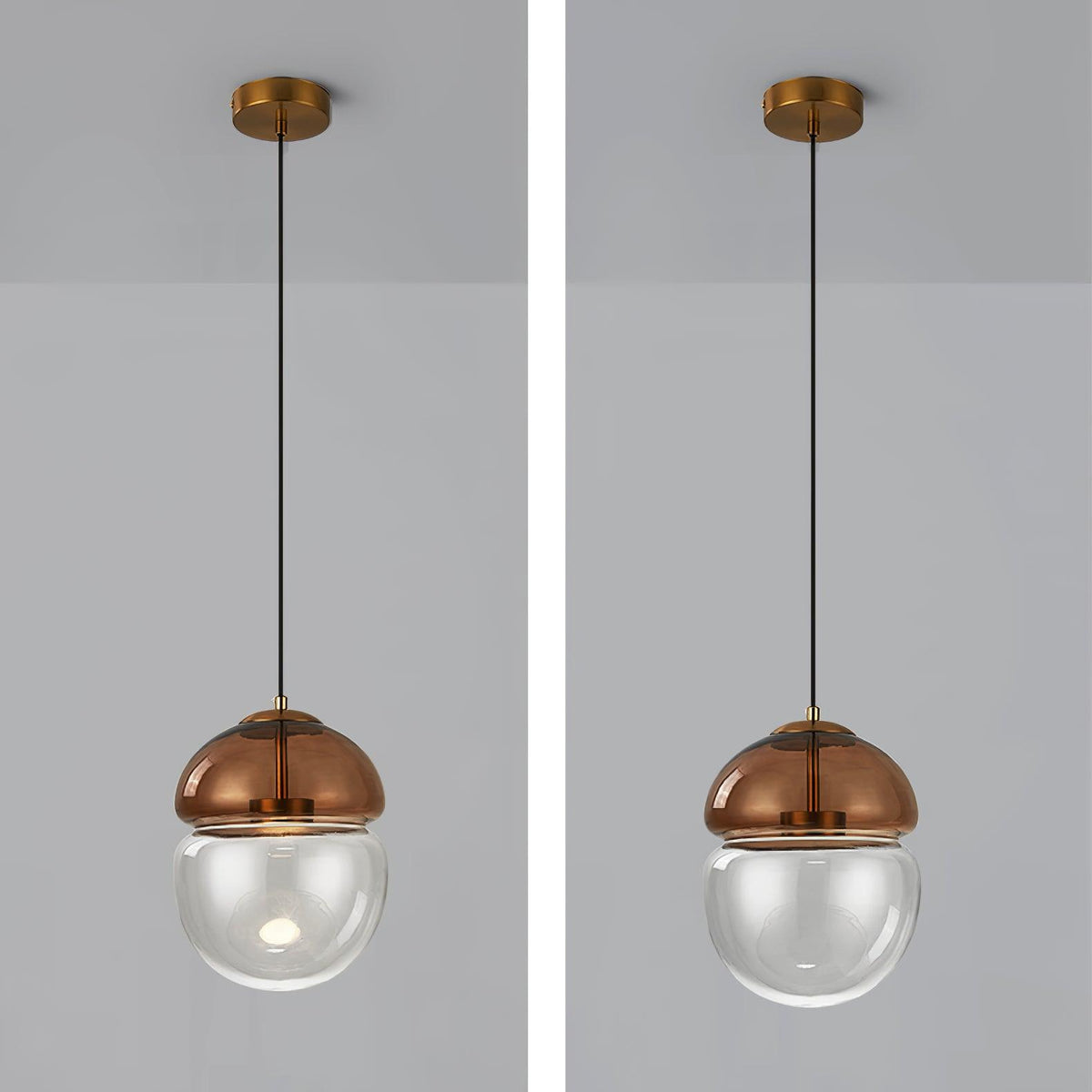 Ældet moderne minimalistisk kuppelformet pendellampe i glas